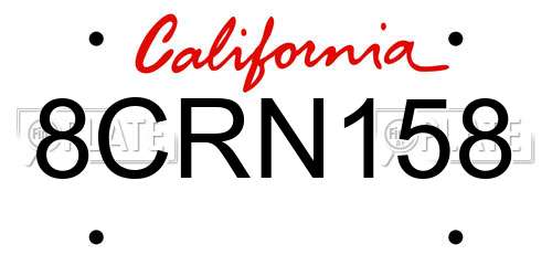 8CRN158 California License Plate