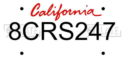 8CRS247 California License Plate