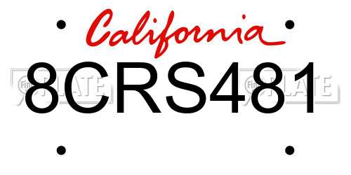 8CRS481 California License Plate