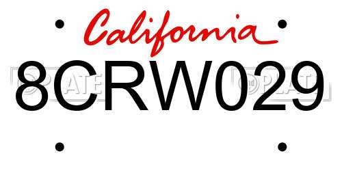 8CRW029 California License Plate