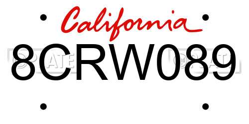 8CRW089 California License Plate