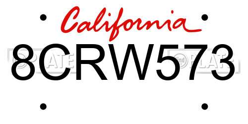 8CRW573 California License Plate