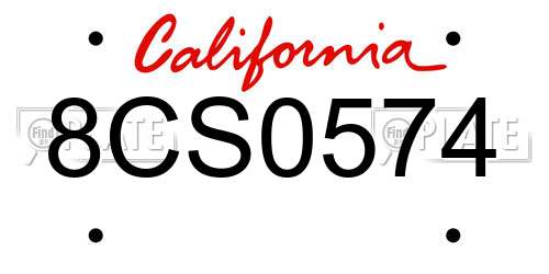 8CS0574 California License Plate
