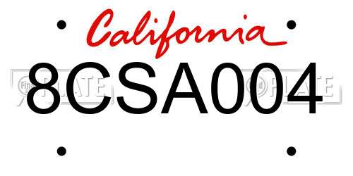 8CSA004 California License Plate