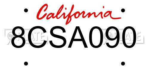 8CSA090 California License Plate