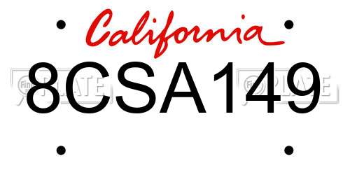 8CSA149 California License Plate