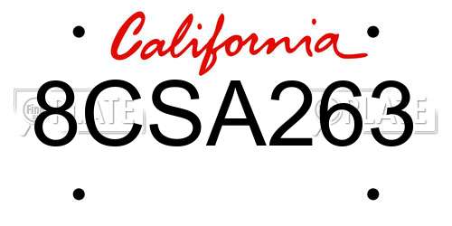 8CSA263 California License Plate