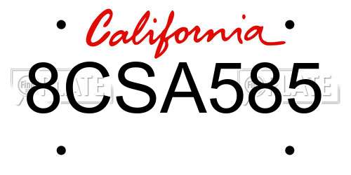 8CSA585 California License Plate