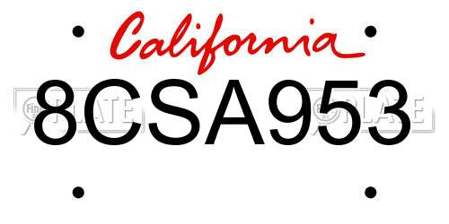 8CSA953 California License Plate