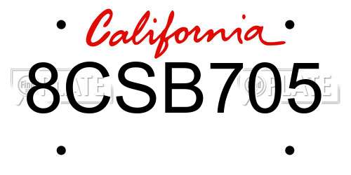 8CSB705 California License Plate