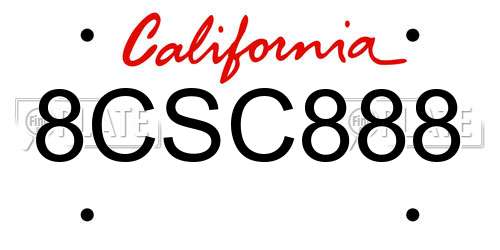 8CSC888 California License Plate