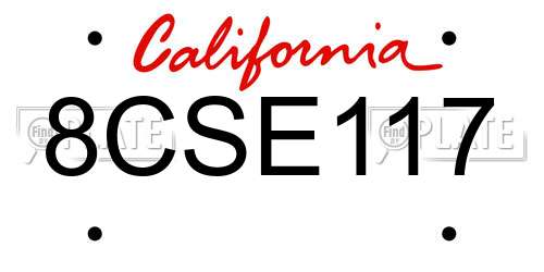 8CSE117 California License Plate