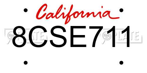 8CSE711 California License Plate