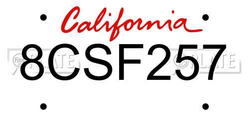 8CSF257 California License Plate