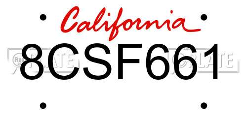 8CSF661 California License Plate