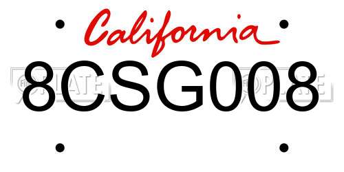 8CSG008 California License Plate