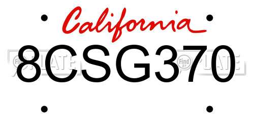 8CSG370 California License Plate