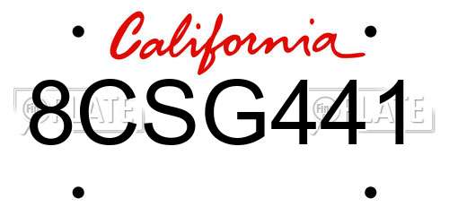 8CSG441 California License Plate
