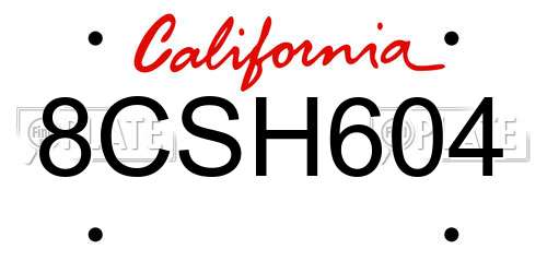 8CSH604 California License Plate