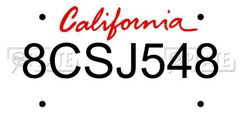8CSJ548 California License Plate