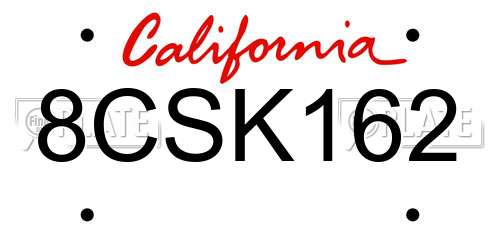 8CSK162 California License Plate