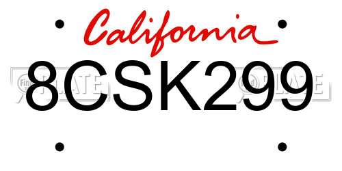 8CSK299 California License Plate