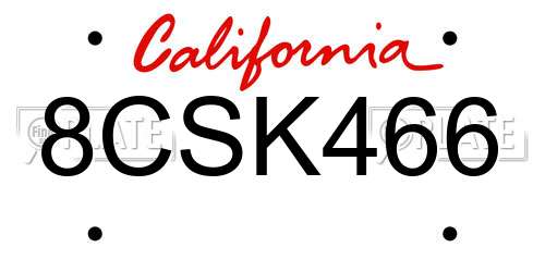 8CSK466 California License Plate