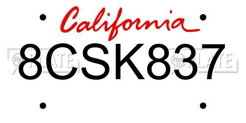 8CSK837 California License Plate