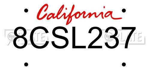 8CSL237 California License Plate