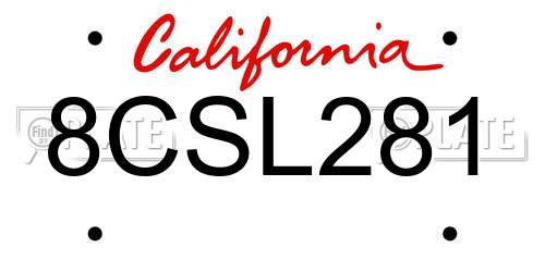 8CSL281 California License Plate