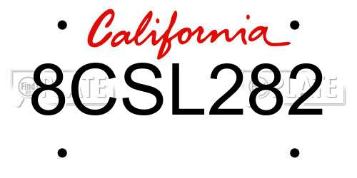 8CSL282 California License Plate
