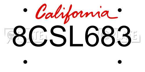8CSL683 California License Plate