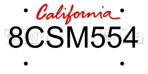 8CSM554 California License Plate