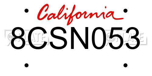 8CSN053 California License Plate
