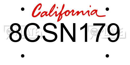 8CSN179 California License Plate