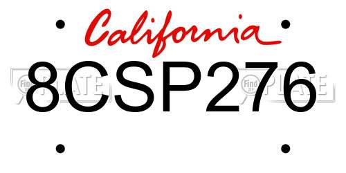 8CSP276 California License Plate