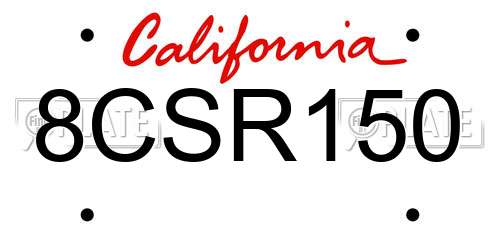 8CSR150 California License Plate