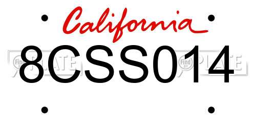 8CSS014 California License Plate
