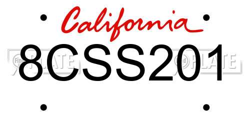 8CSS201 California License Plate