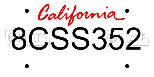 8CSS352 California License Plate