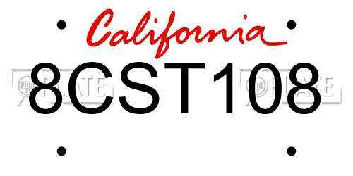 8CST108 California License Plate