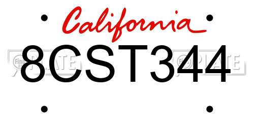 8CST344 California License Plate