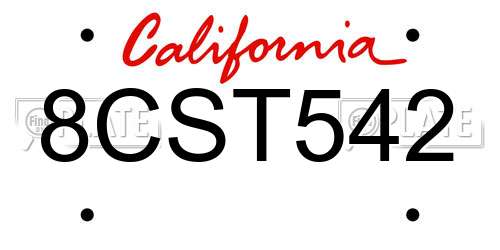 8CST542 California License Plate
