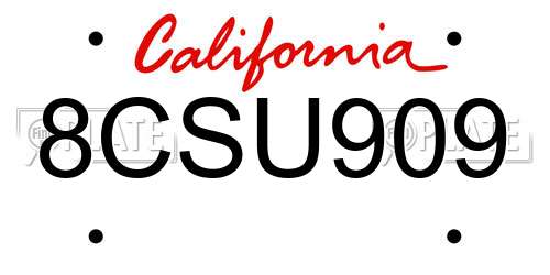 8CSU909 California License Plate