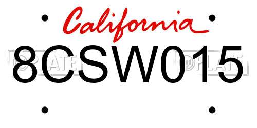 8CSW015 California License Plate