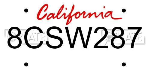 8CSW287 California License Plate