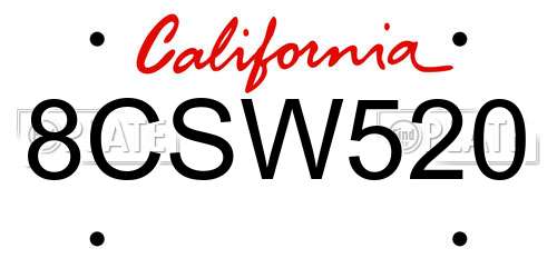8CSW520 California License Plate