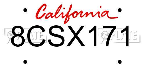 8CSX171 California License Plate