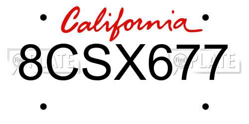 8CSX677 California License Plate