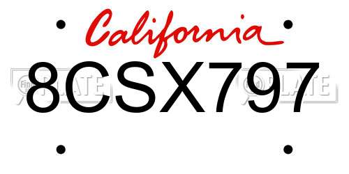 8CSX797 California License Plate